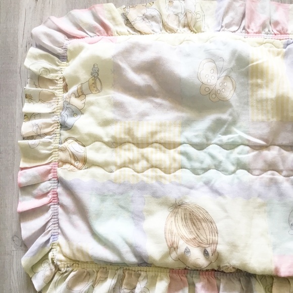 Vintage 1989 PRECIOUS MOMENTS Blanket With Sham Twin Bed Sheet Set - Picture 8 of 14